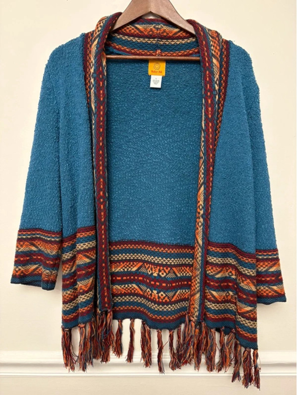 Southwestern Open Front Fringe Cardigan Sweater
